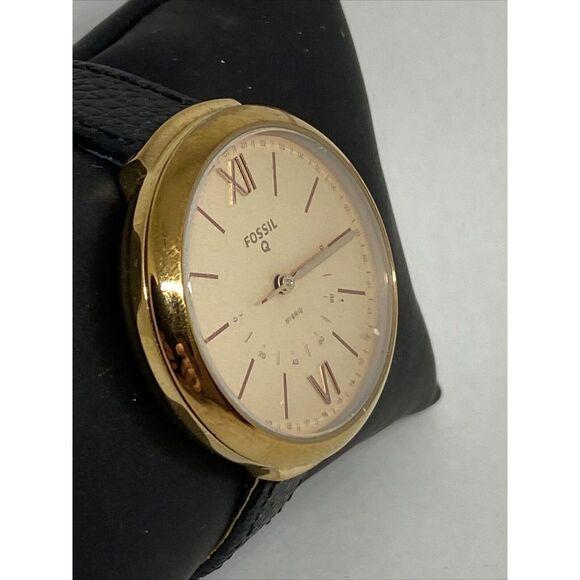 Fossil FTW5022 Women's Black Leather Gold Analog Dial Hybrid Smart Watch XX772 - Picture 5 of 12